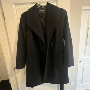Express Belted Black Dress Coat